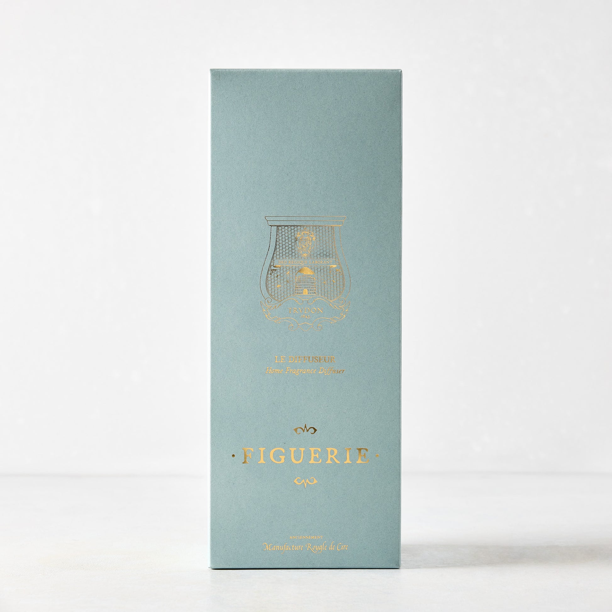 Trudon Figuerie Scented Reed Diffuser in a light blue box with gold lettering and emblem.