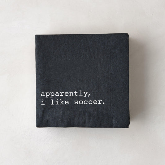 "Apparently, I Like Soccer" Cocktail Napkins, Set of 50
