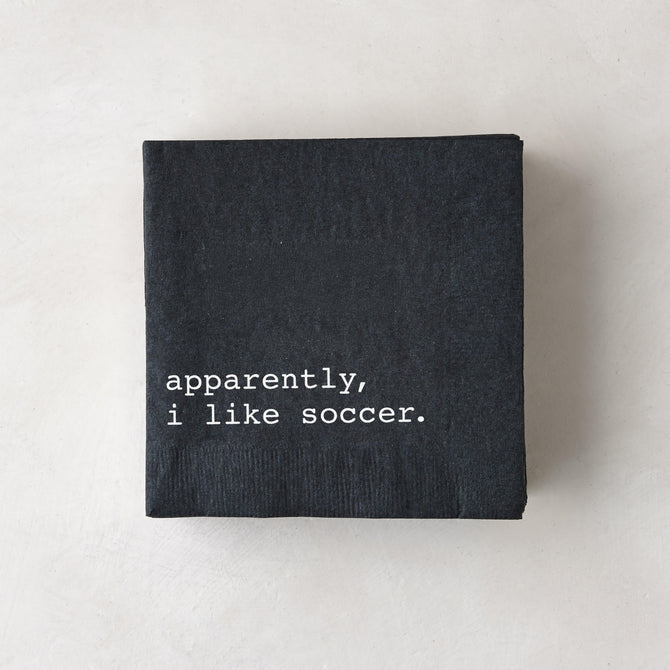 "Apparently, I Like Soccer" Cocktail Napkins, Set of 50