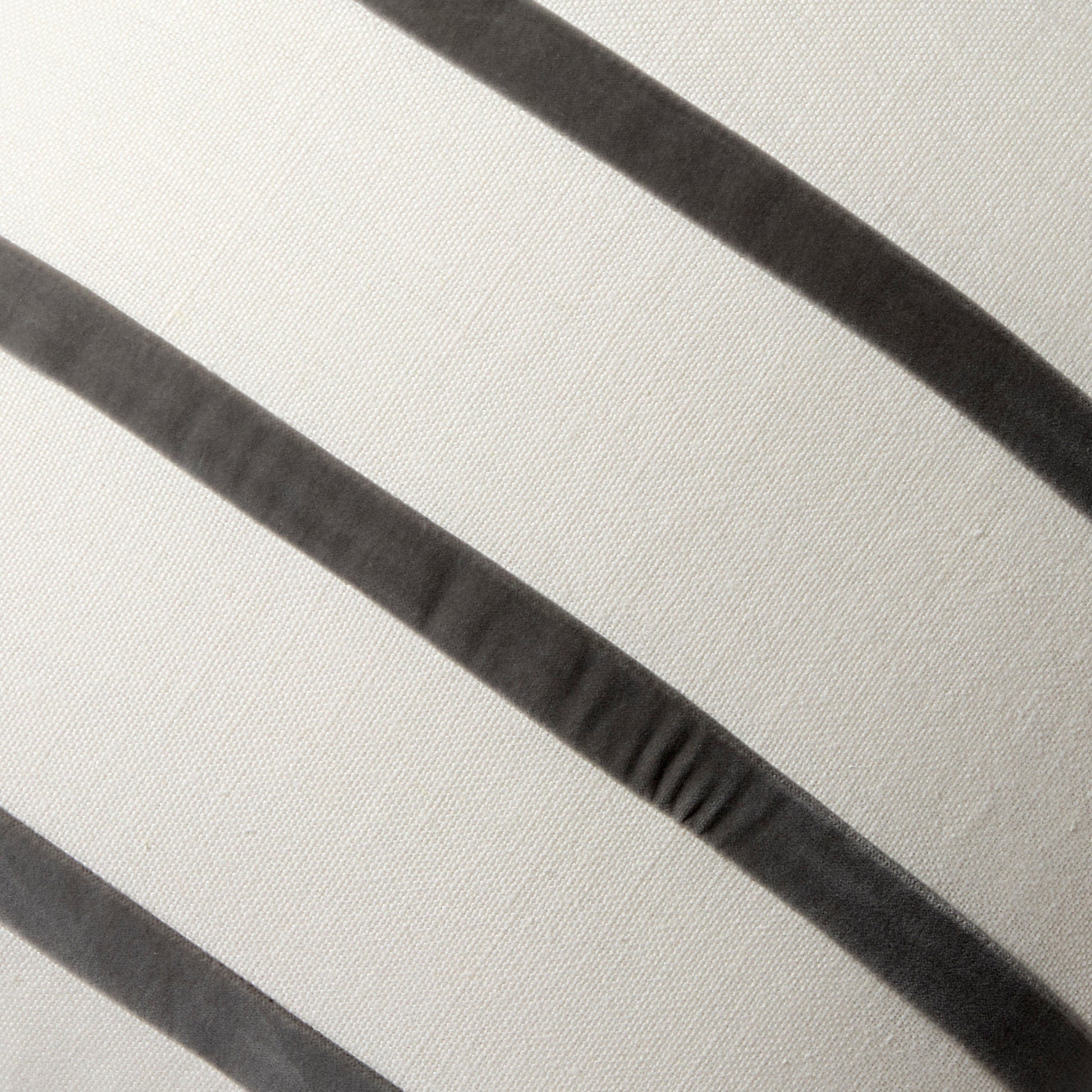 Urban Grey and Ivory Thin Velvet Stripe Pillow, 22" square, linen and cotton velvet.