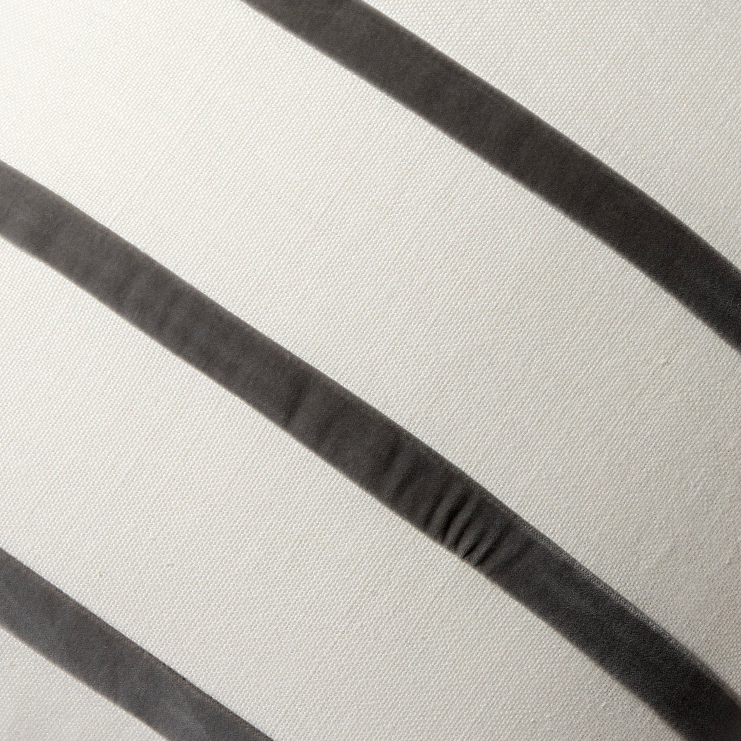 Urban Grey and Ivory Thin Velvet Stripe Pillow, 22" square, linen and cotton velvet.