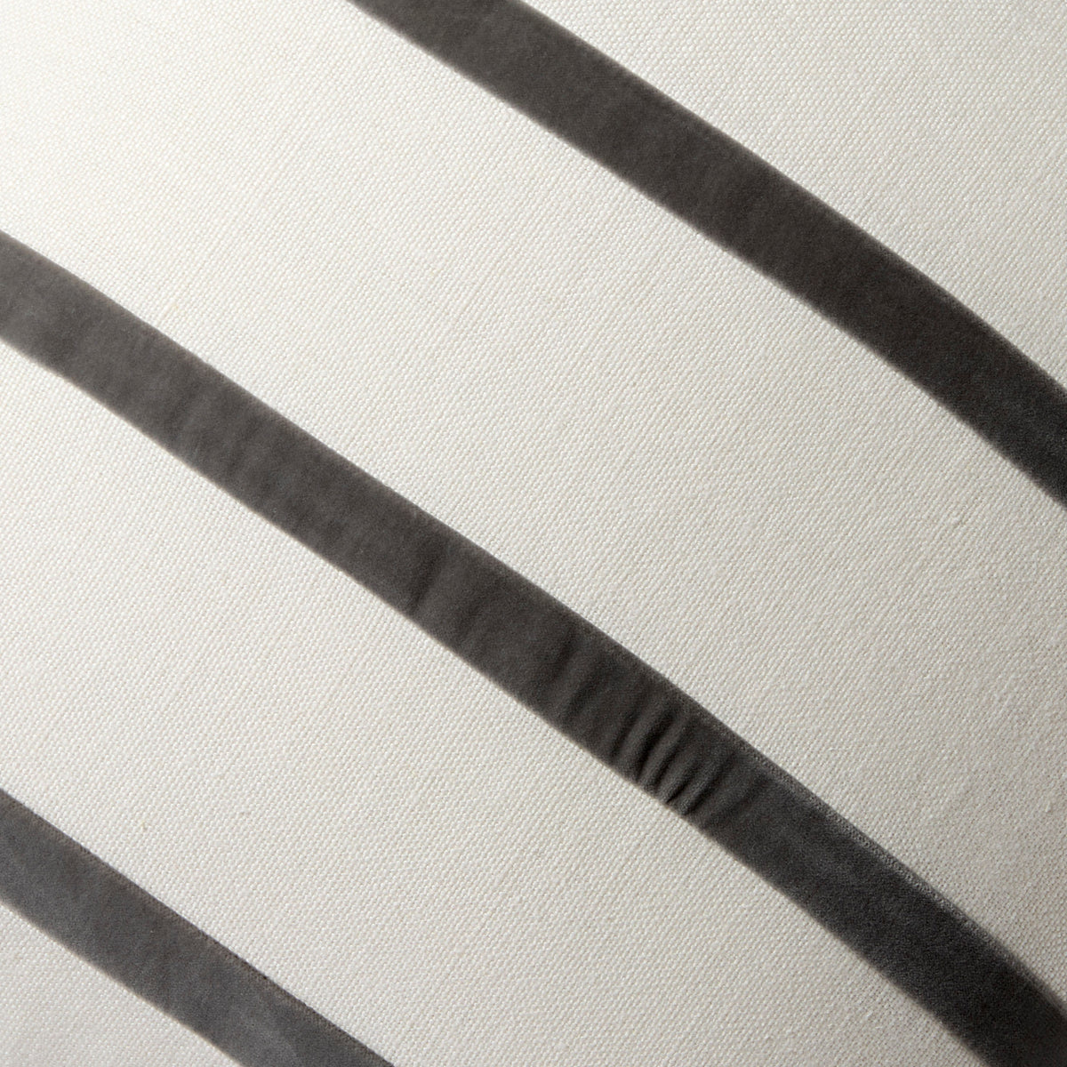 Urban Grey and Ivory Thin Velvet Stripe Pillow, 22" square, linen and cotton velvet.