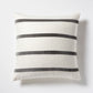 22" square ivory linen pillow with horizontal urban grey velvet stripes.