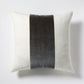 Urban Grey Wide Velvet and Linen Stripe Pillow, 22" square, cream Belgian linen with dark grey velvet stripe.