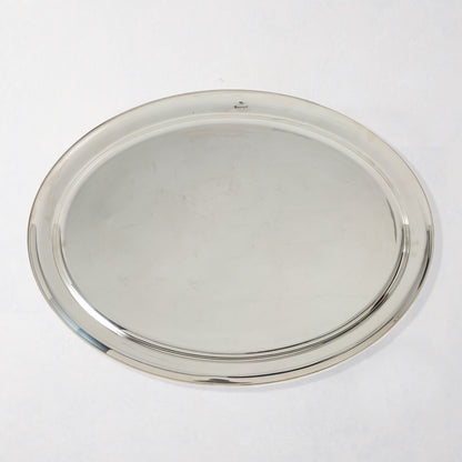 Vintage Connaught Hotel oval silverplate platter with a polished finish.