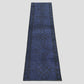 Vintage navy blue and black Turkish wool runner rug, 2'1"x 9', with geometric pattern.