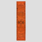 Vintage orange and black Turkish runner rug, 2'4" x 11', 100% wool, with geometric pattern.