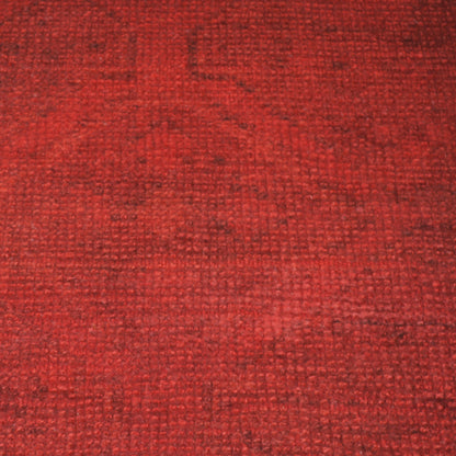 Vintage Red and Black Turkish Runner Rug, 2'4"x 11', 100% wool, low pile, with subtle black pattern.