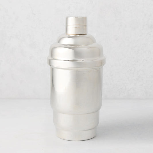 Vintage silverplate Abigail cocktail shaker with a shiny, smooth finish.