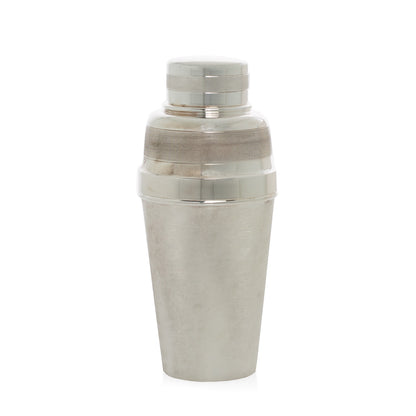 Vintage silverplate Alliser cocktail shaker with textured band.