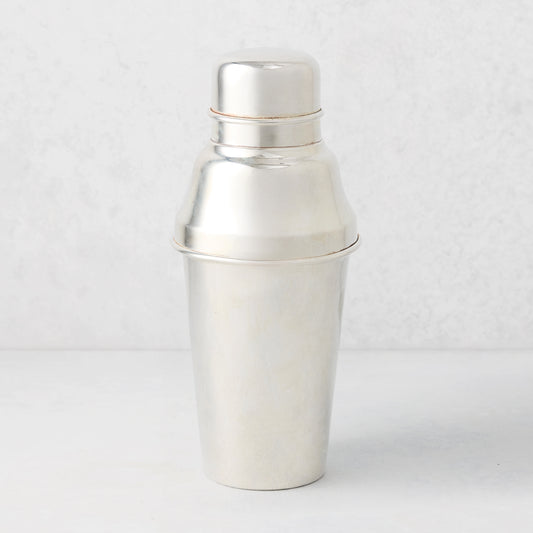 Vintage silverplate Clara cocktail shaker, polished finish, classic barware.