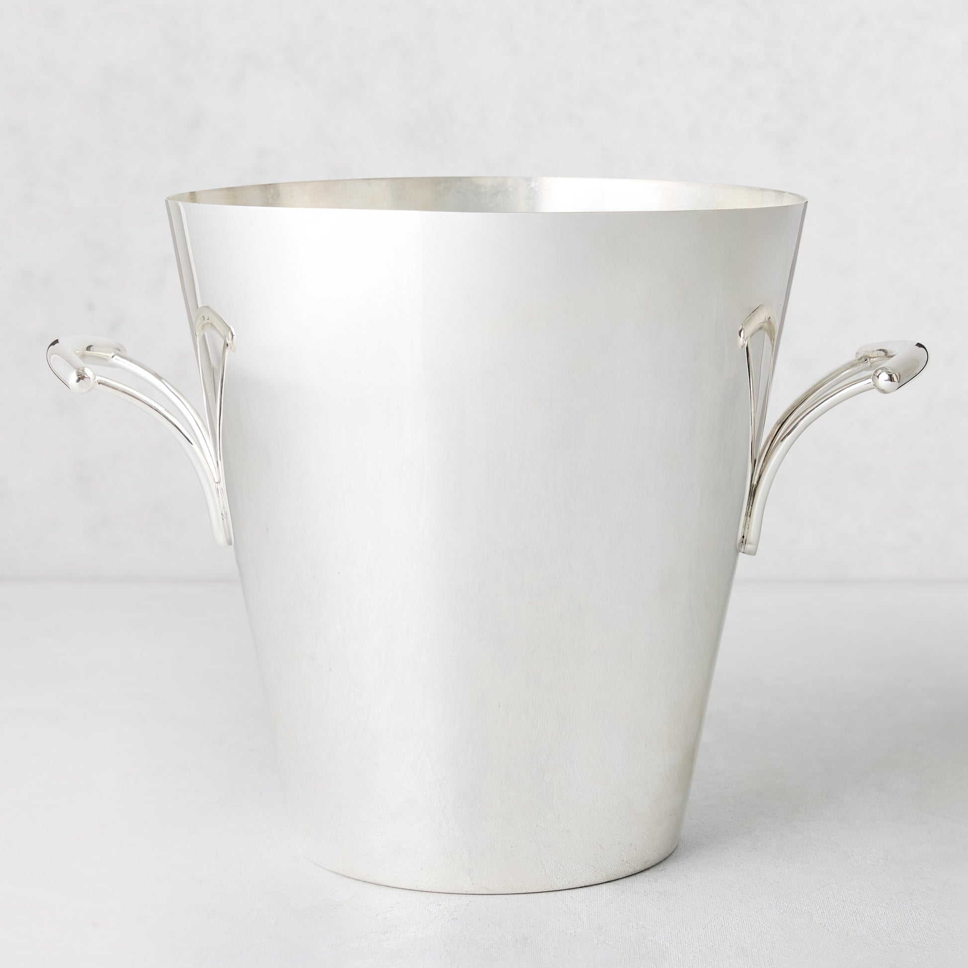 Vintage silverplate David bucket with two ornate handles.