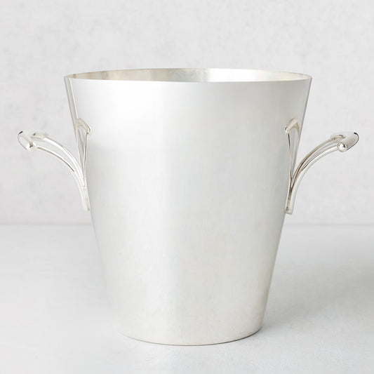 Vintage silverplate David bucket with two ornate handles.