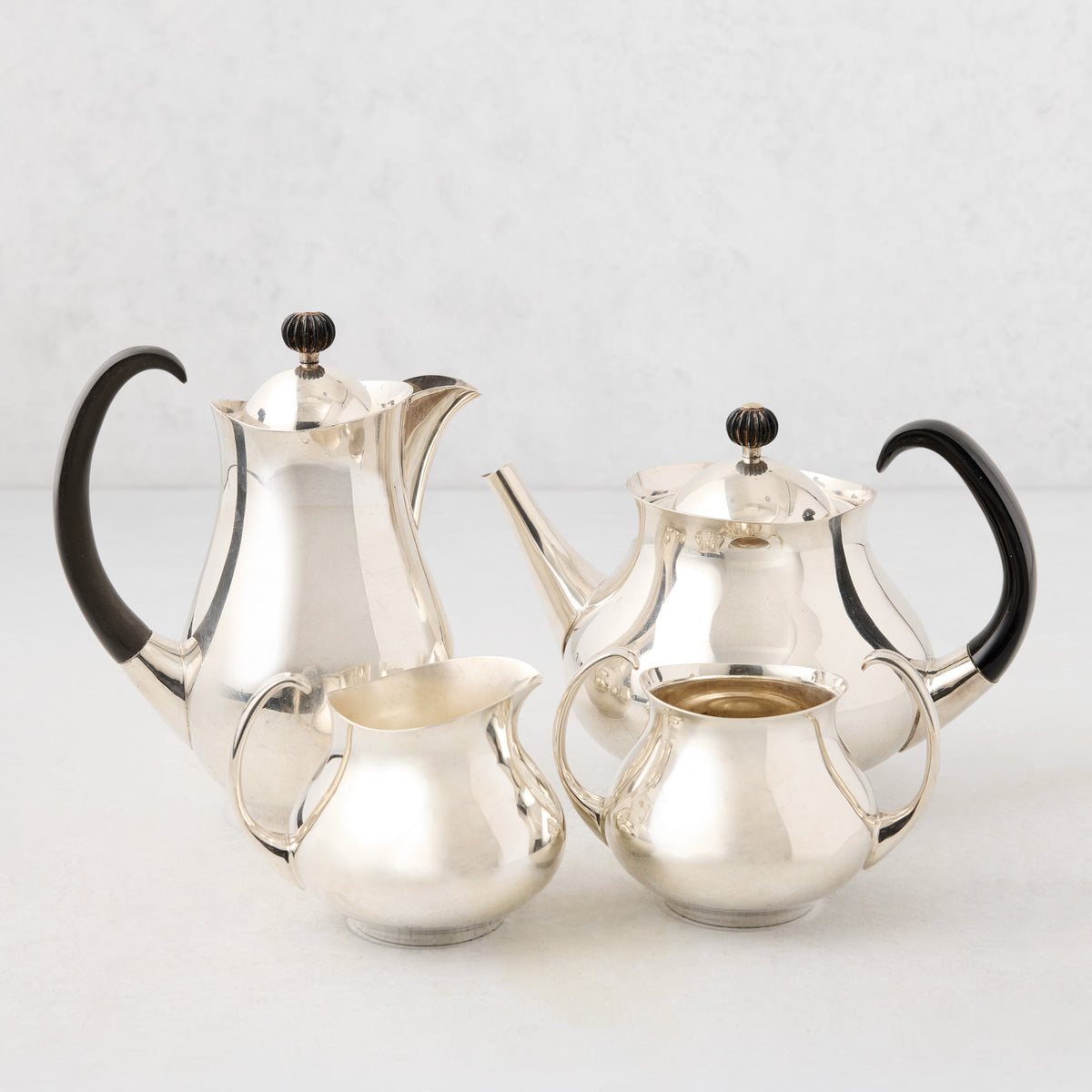 Vintage Silverplate Frieda 4-Piece Curved Tea Set