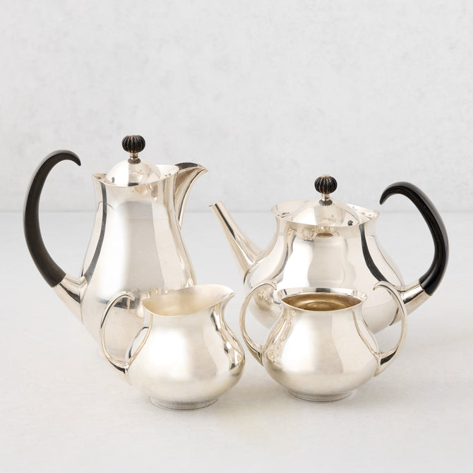 Vintage Silverplate Frieda 4-Piece Curved Tea Set