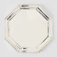 Vintage silverplate hexagonal Kyleigh platter, 14", with polished finish and raised rim.