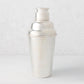 Vintage silverplate Inez cocktail shaker, shiny silver metal with a classic three-piece design.