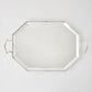 Vintage silverplate large Jake tray with an octagonal shape and two handles.