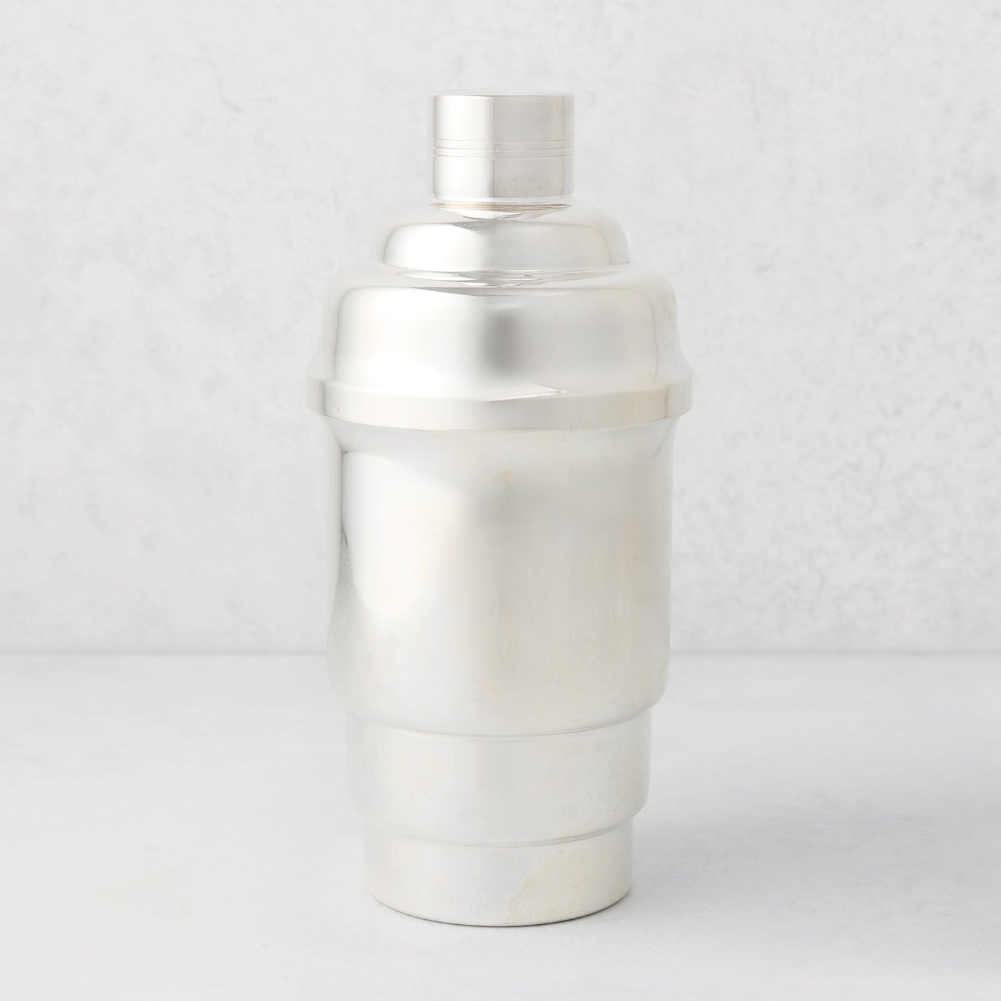 Vintage silverplate Lila cocktail shaker, shiny, three-piece design.