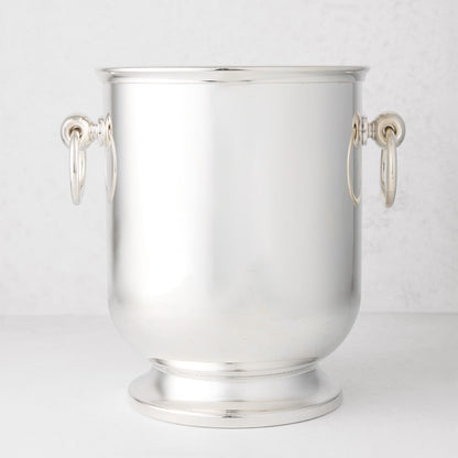 Vintage silverplate olive champagne bucket with ring handles.