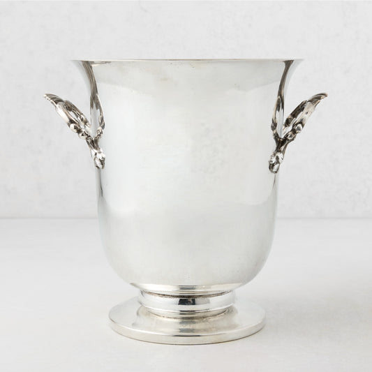 Vintage Silverplate Scroll Handles Opaline Champagne Bucket
