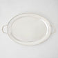 Vintage silverplate Sofia oval tray, 23 inches, with handles and a shiny finish.