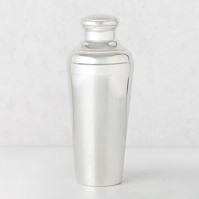 Vintage silverplate tall Reece cocktail shaker with a polished finish.
