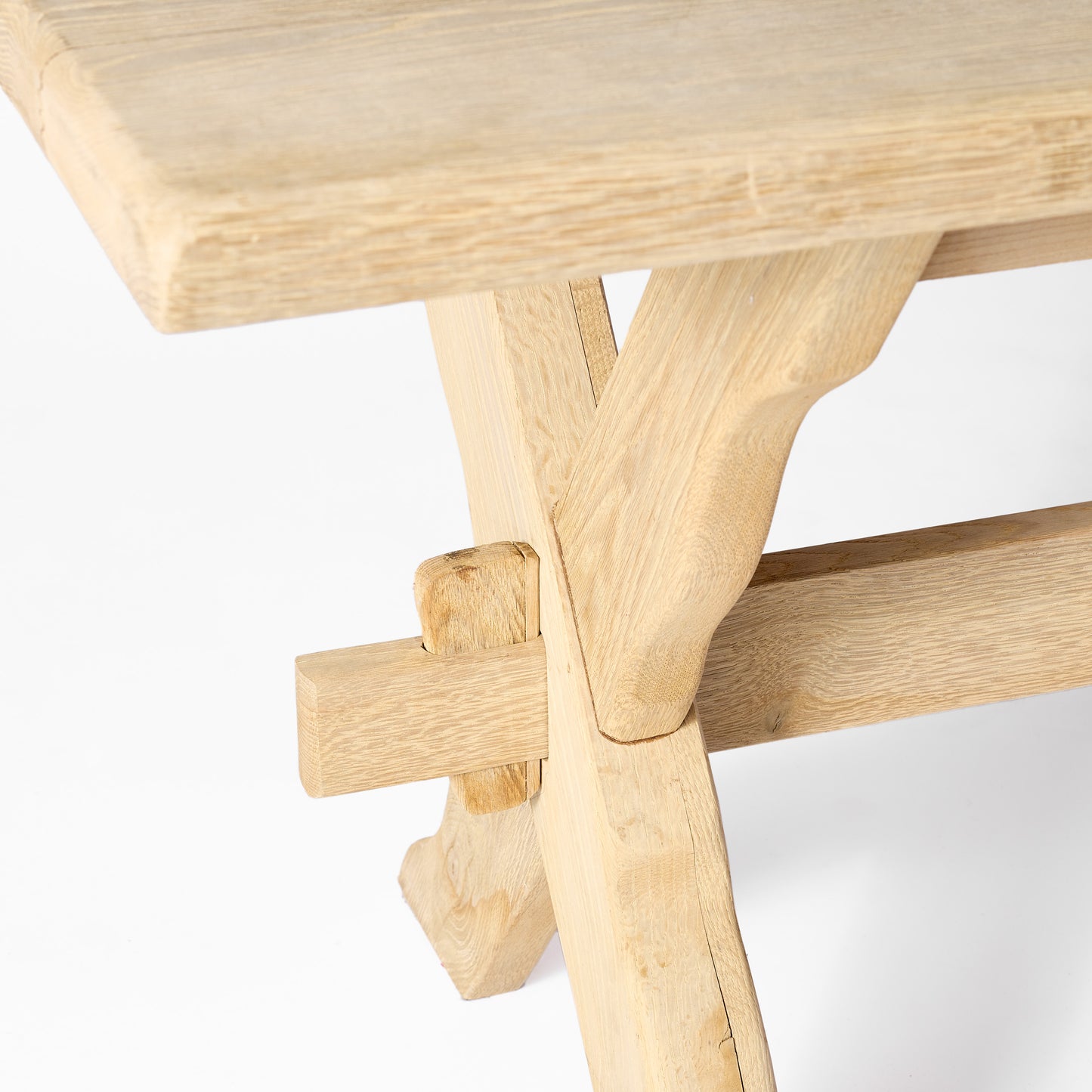 Vintage Bleached English Oak Trestle Farm Table