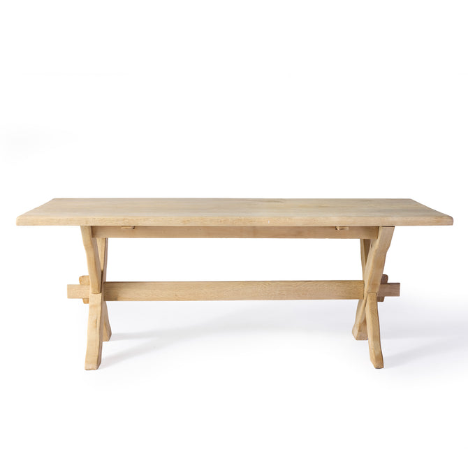 Vintage Bleached English Oak Trestle Farm Table