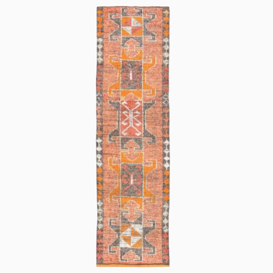 Vintage Orange, Red, & Black Turkish Runner Rug, 2'9x10'5