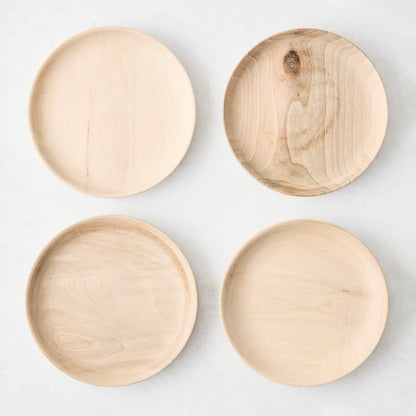 Walnut Wood Appetizer Plates, Set of 4
