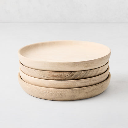 Walnut Wood Appetizer Plates, Set of 4
