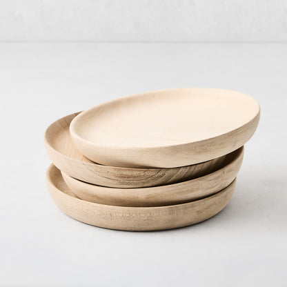 Walnut Wood Appetizer Plates, Set of 4