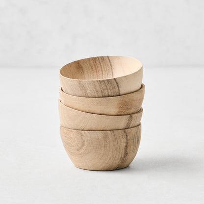 Walnut Wood Pinch Bowls, Set of 4