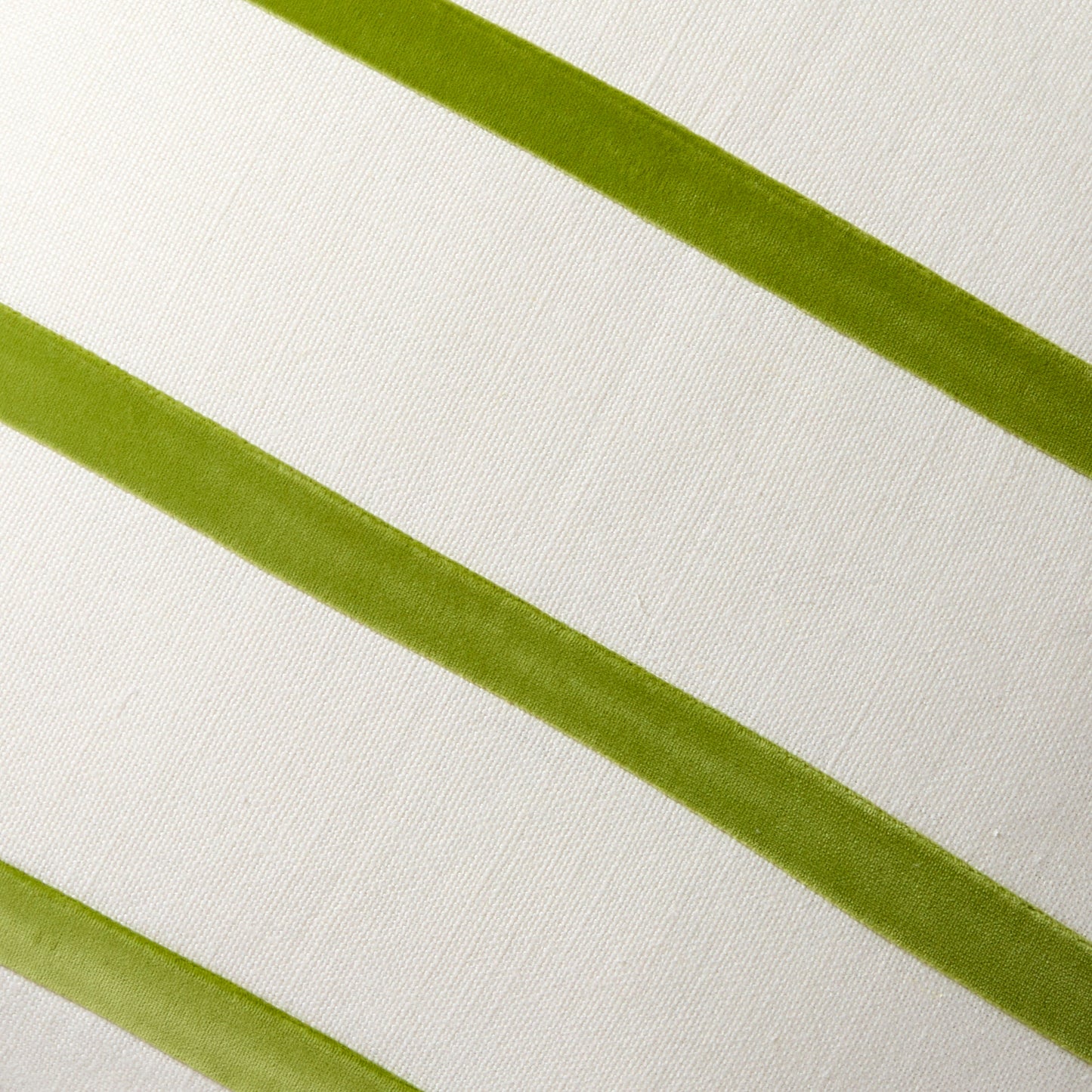 Wasabi green and ivory thin velvet stripe pillow, 22" square, linen and cotton velvet.