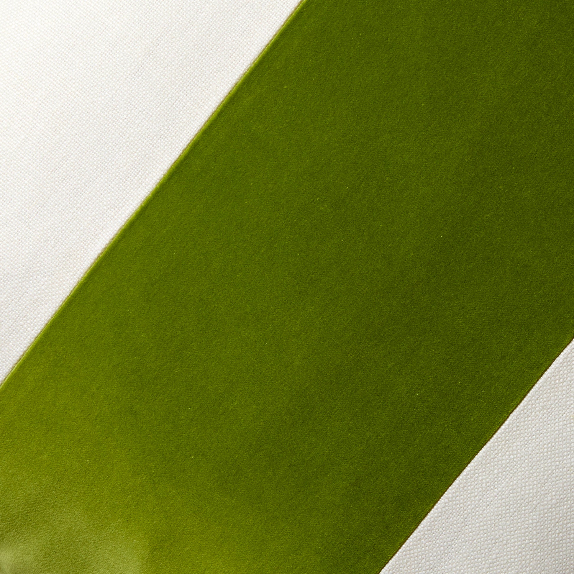 Wasabi Green Wide Velvet and Linen Stripe Pillow, 22" square, custom-made for Hudson Grace.