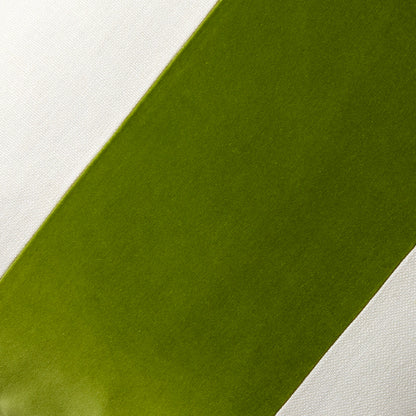 Wasabi Green Wide Velvet and Linen Stripe Pillow, 22" square, custom-made for Hudson Grace.