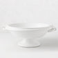White ceramic pedestal fruit bowl with ring handles, 17"Dia x 6"H.