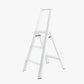 White Lucano Hasegawa 3-step lightweight ladder, aluminum and steel, with matte finish and black non-skid feet.