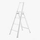 White Lucano Hasegawa 4-step lightweight ladder, aluminum and steel with matte paint, black accents.