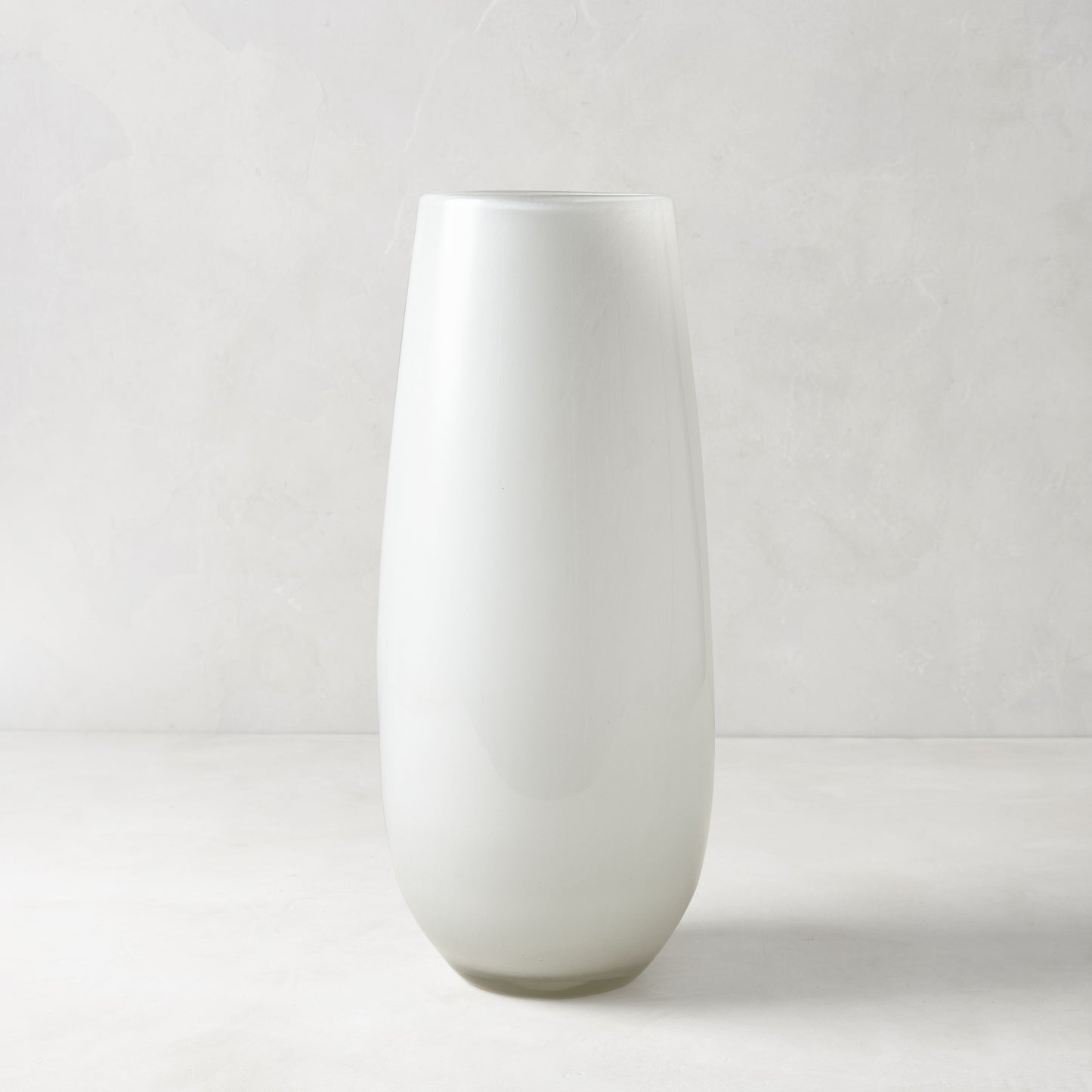 Oversized White Margaux Vase, 14.5"H handblown opaque glass, handmade in Europe.