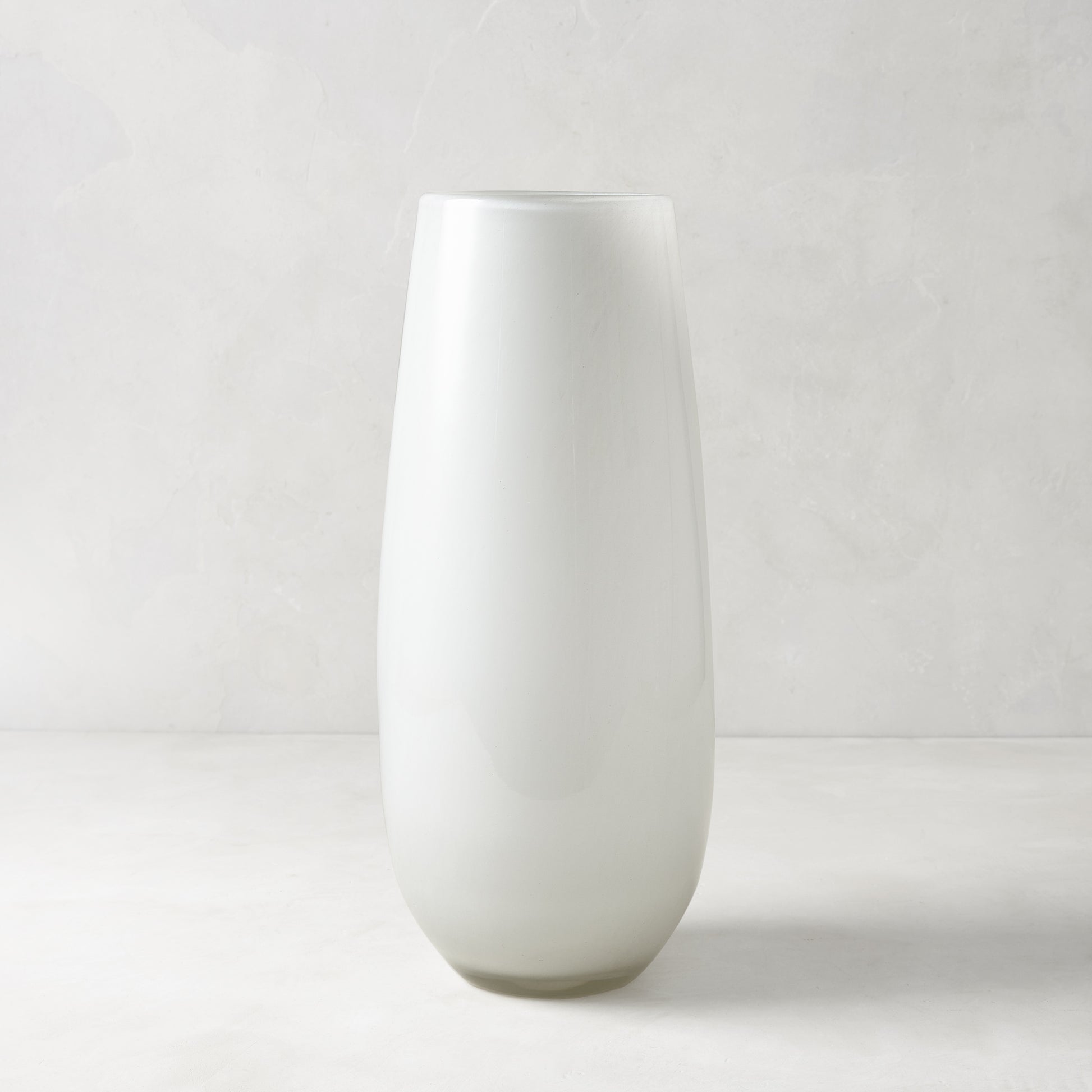 Oversized White Margaux Vase, 14.5"H handblown opaque glass, handmade in Europe.