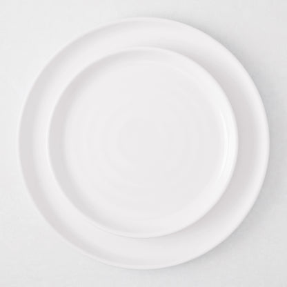 HG White Melamine Dinner Plate, 10.6"Dia, modern lipped design.