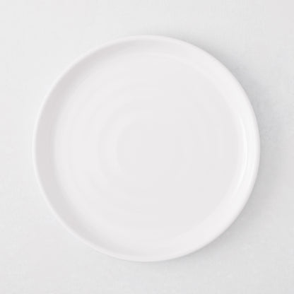 HG White Melamine Salad Plate, 8"Dia, modern lipped design.