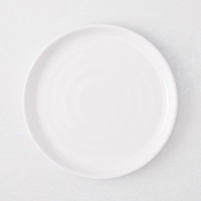 HG White Melamine Salad Plate, 8"Dia, modern lipped design.