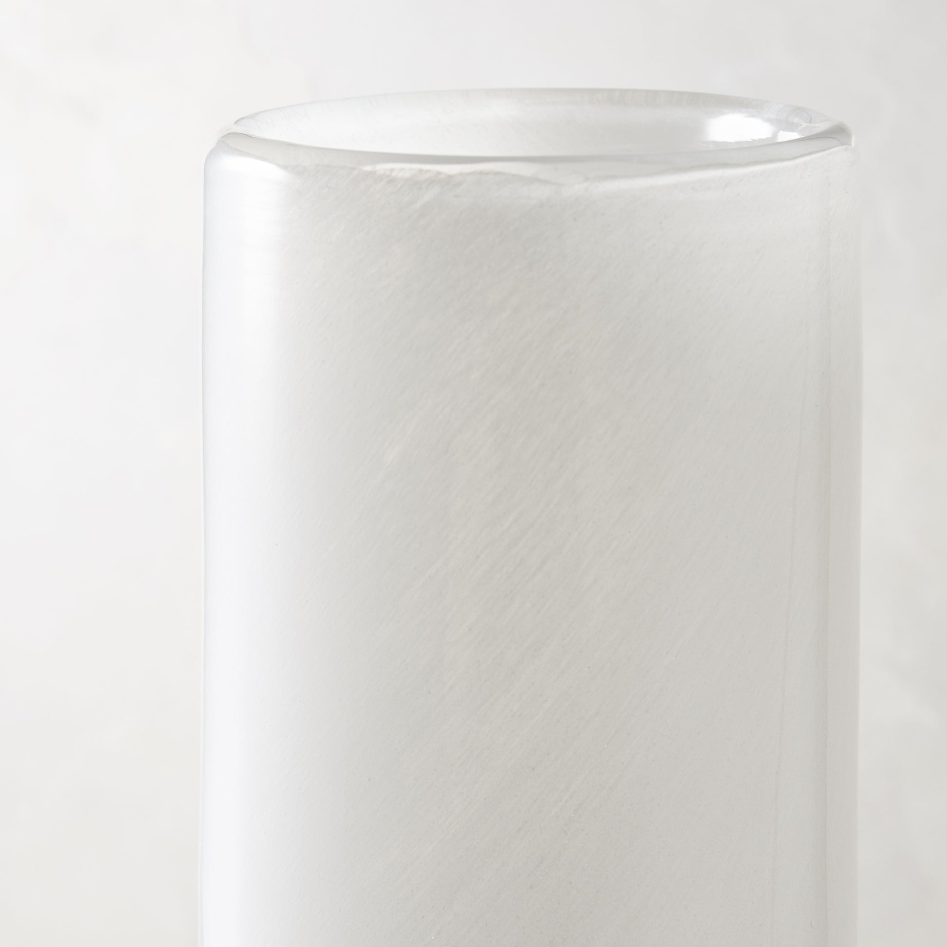 White oversized Raymond vase, opaque handblown glass, 23.6"H.