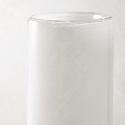 White oversized Raymond vase, opaque handblown glass, 23.6"H.