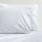 Set of 2 white percale pillowcases with delicate scallop stitch trim.