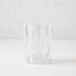 Hand-made Italian clear double old fashioned glass with vertical white stripes.