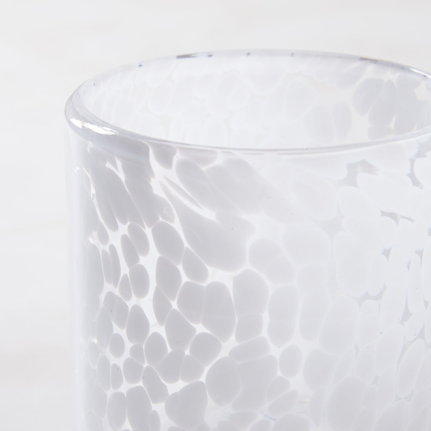 White Tortoise Double Old-Fashioned Glass, 15oz, mouth-blown glass with modern white tortoise pattern.